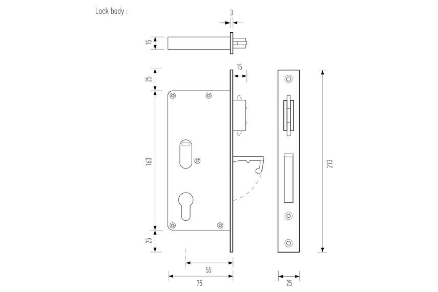 Lock body line drawing