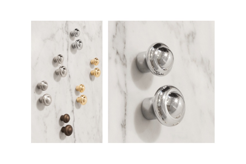 Perrin & Rowe cabinet knobs are machined from brass and available plated in five finishes