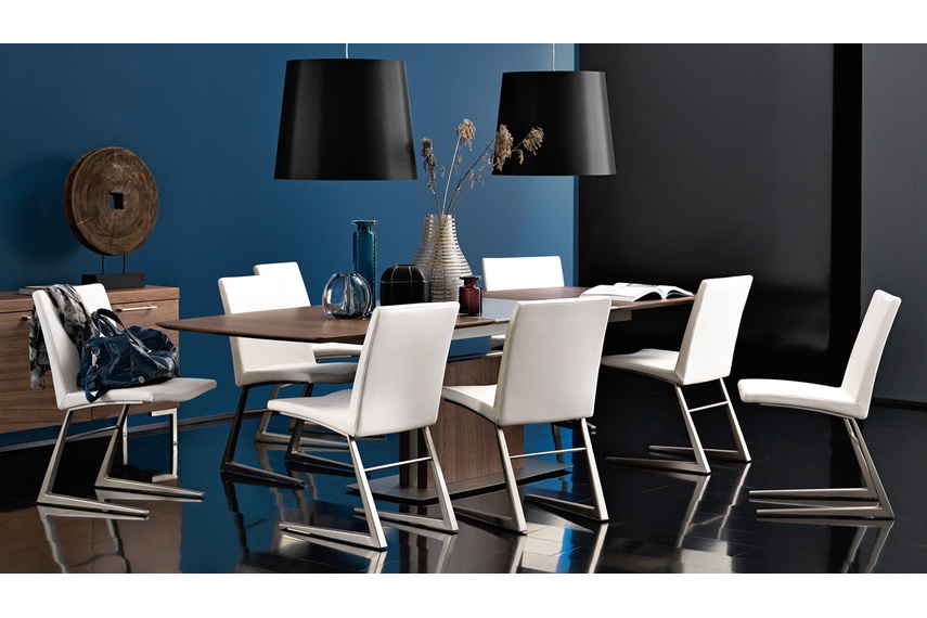 Walnut veneer/brushed steel lacquered/brushed steel