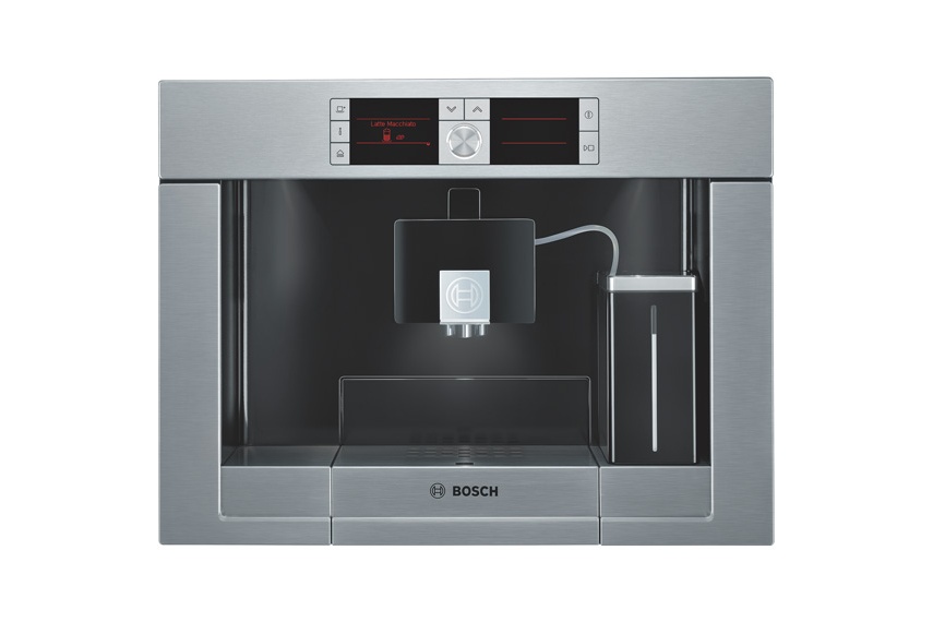 Stainless steel built in coffee machine.