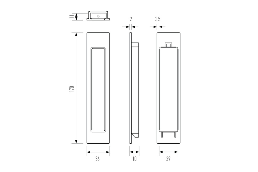 HB 660/35 flush pull narrow - line drawing