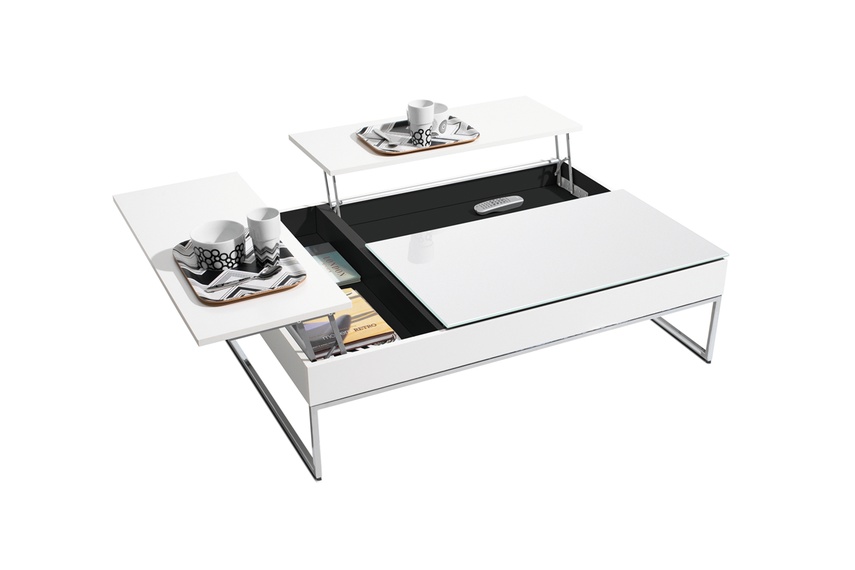 White lacquer/white glass/chrome legs
