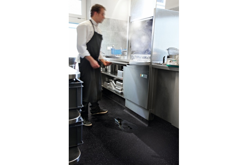 Safestep vinyl is ideal for high slip risk areas because of continuous contamination of the floor.