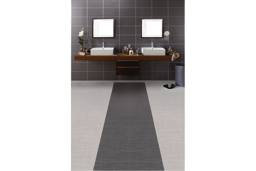 Expona Linné in dark light grey in a bathroom environment .
