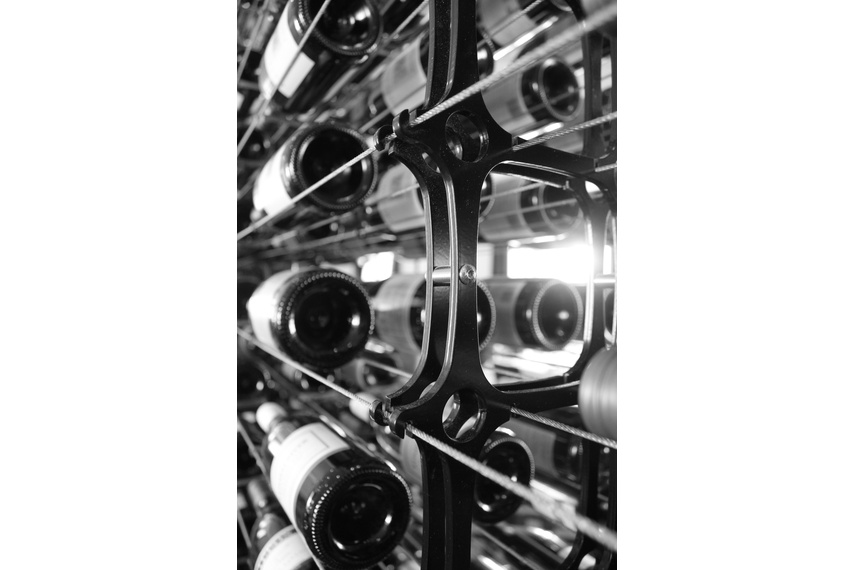 Bespoke wine racks at Harbourside restaurant in Auckland's CBD