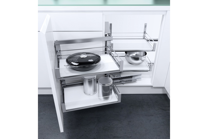 Vauth Sagel Wari corner unit for blind corners in Premea Artline Glass spec.