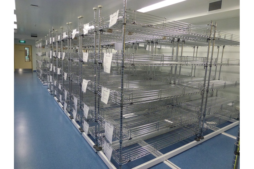 Hospital shelving by Hydestor.