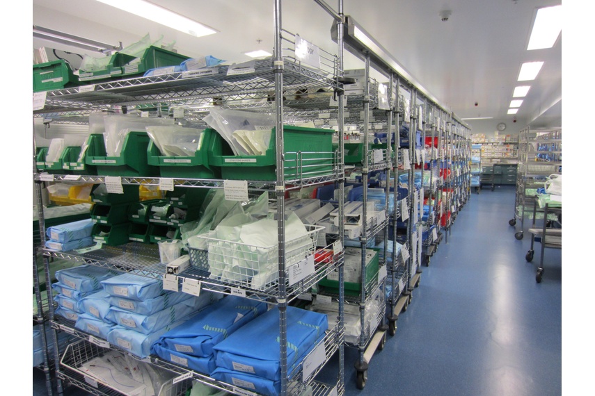 Hospital shelving by Hydestor.