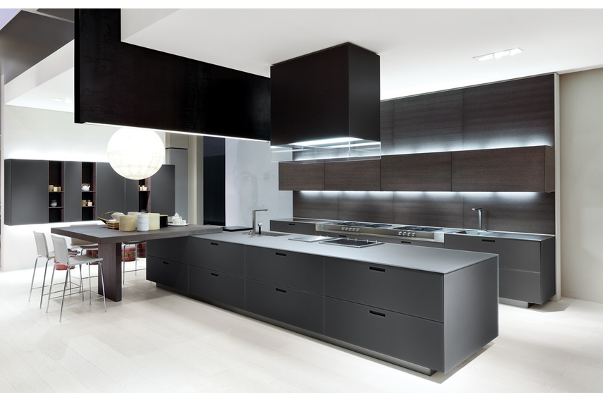 Kyton kitchen, an original design solution that suggests full continuity between kitchen and living.