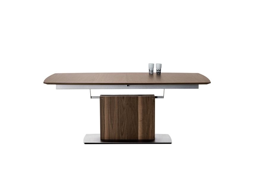 Walnut veneer/brushed steel lacquered/brushed steel