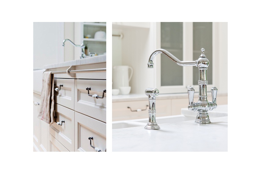 Perrin & Rowe Picardie kitchen tap with spray rinse in chrome