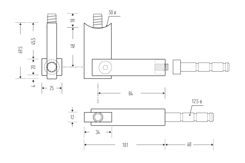 HB 560 stair rail bracket - line drawing