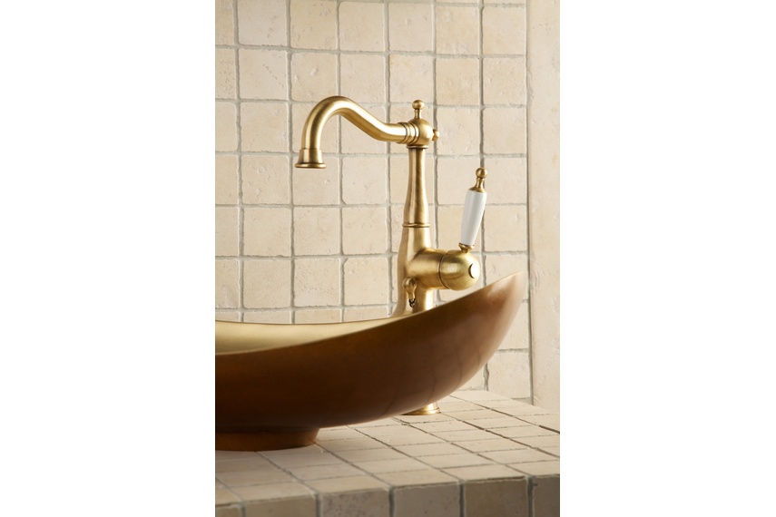 Princess Nouveau extended height basin mixer with side lever.
