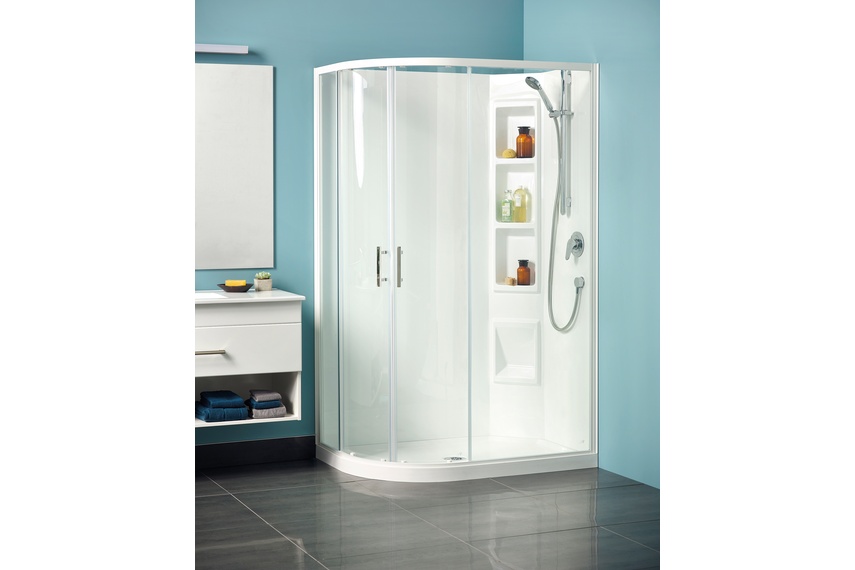 Cezanne round moulded white shower.