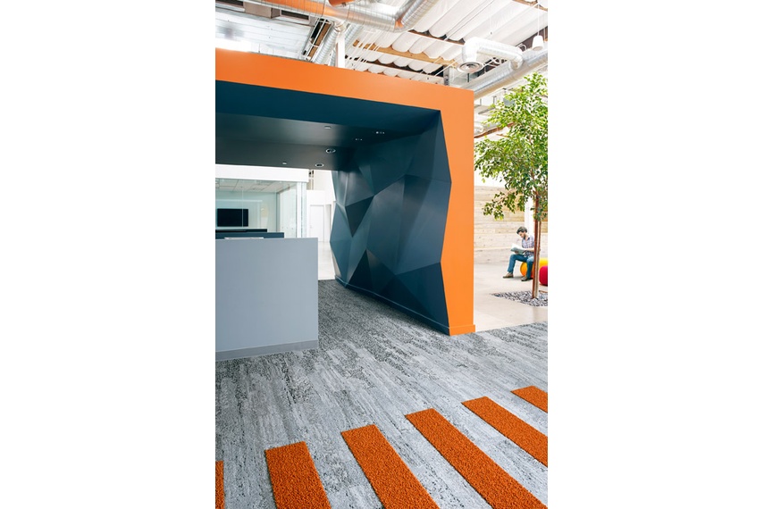 Carpet tiles may be mixed and matched to create unique looks
