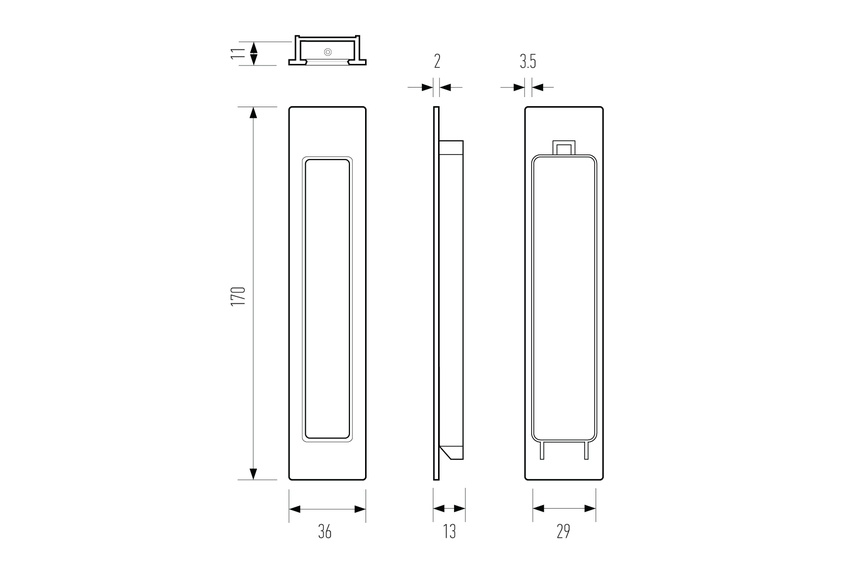 HB 660 flush pull - line drawing