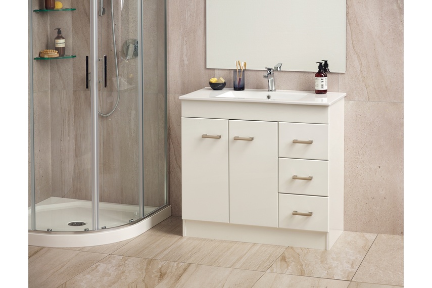 Cashmere classic floor-standing vanity in White Gloss.