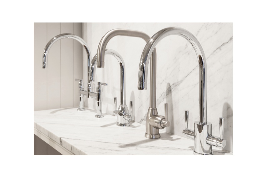 Perrin & Rowe offer a range of contemporary kitchen taps in chrome or pewter finish