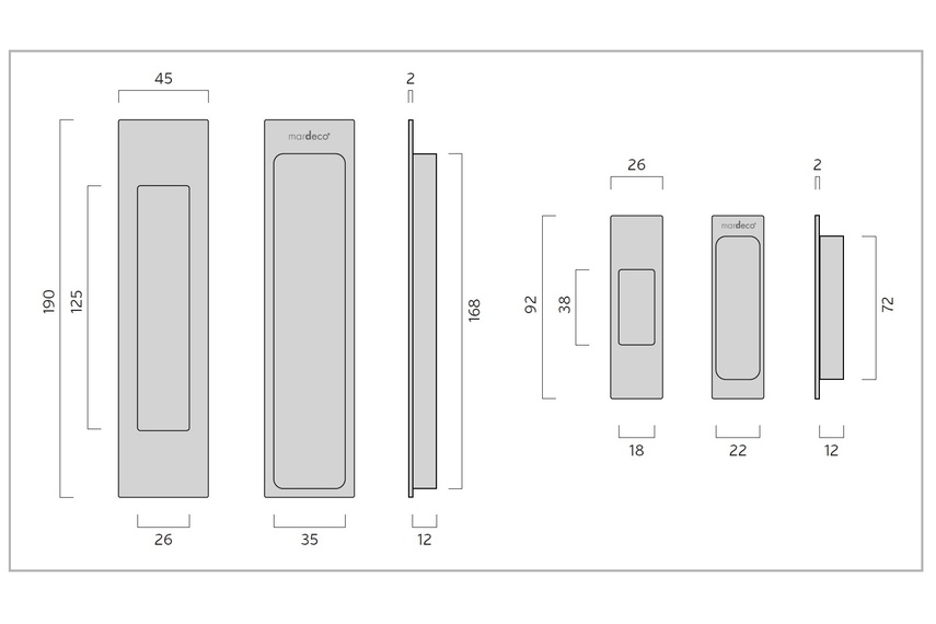 M-Series flush pull set drawing