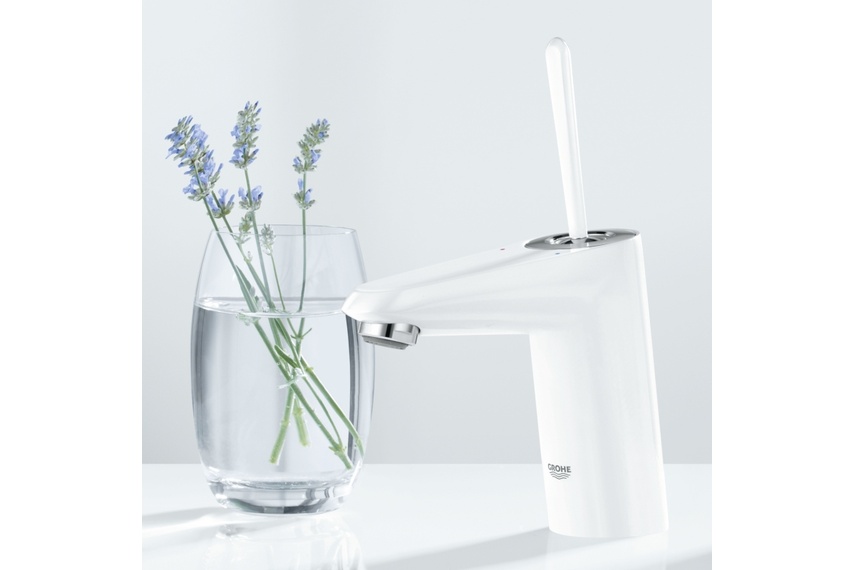EuroDisc Joy white basin mixer.