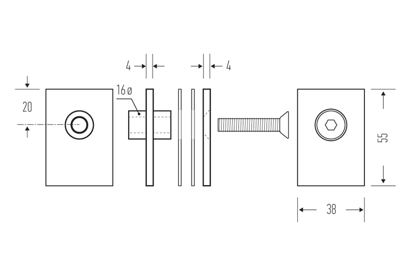 HB 552 glass fixing kit line drawing