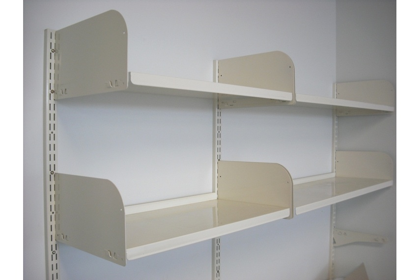 Wall channel shelving range.