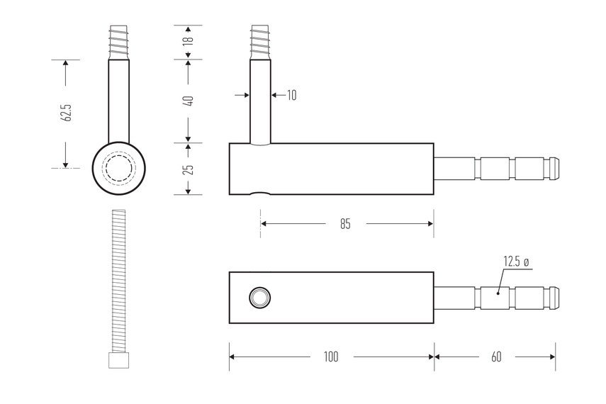HB 530 stair rail bracket – line drawings