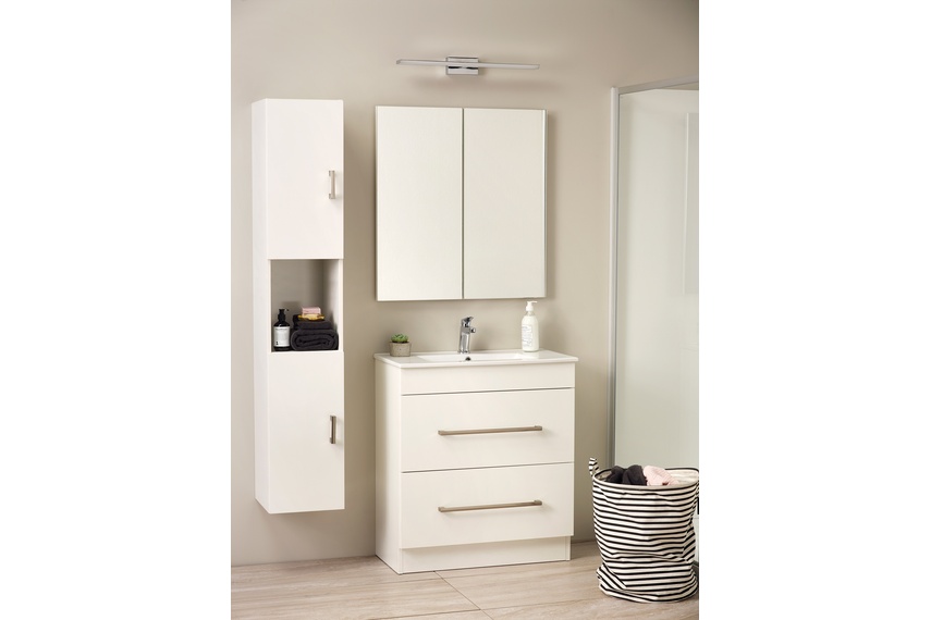 Cashmere slim floor-standing vanity in White Gloss.