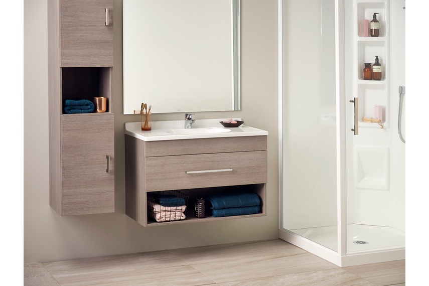 Statesman single open drawer vanity in Basalt.