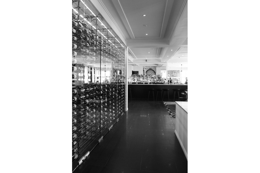 Bespoke wine racks at Harbourside restaurant in Auckland's CBD